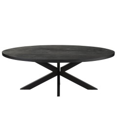 DINING TABLE OVAL MANGO WOOD BLACK 210       - DINING TABLES